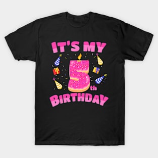 Sweet Donut Its My 5Th Birthday 5 Yrs Old T-Shirt